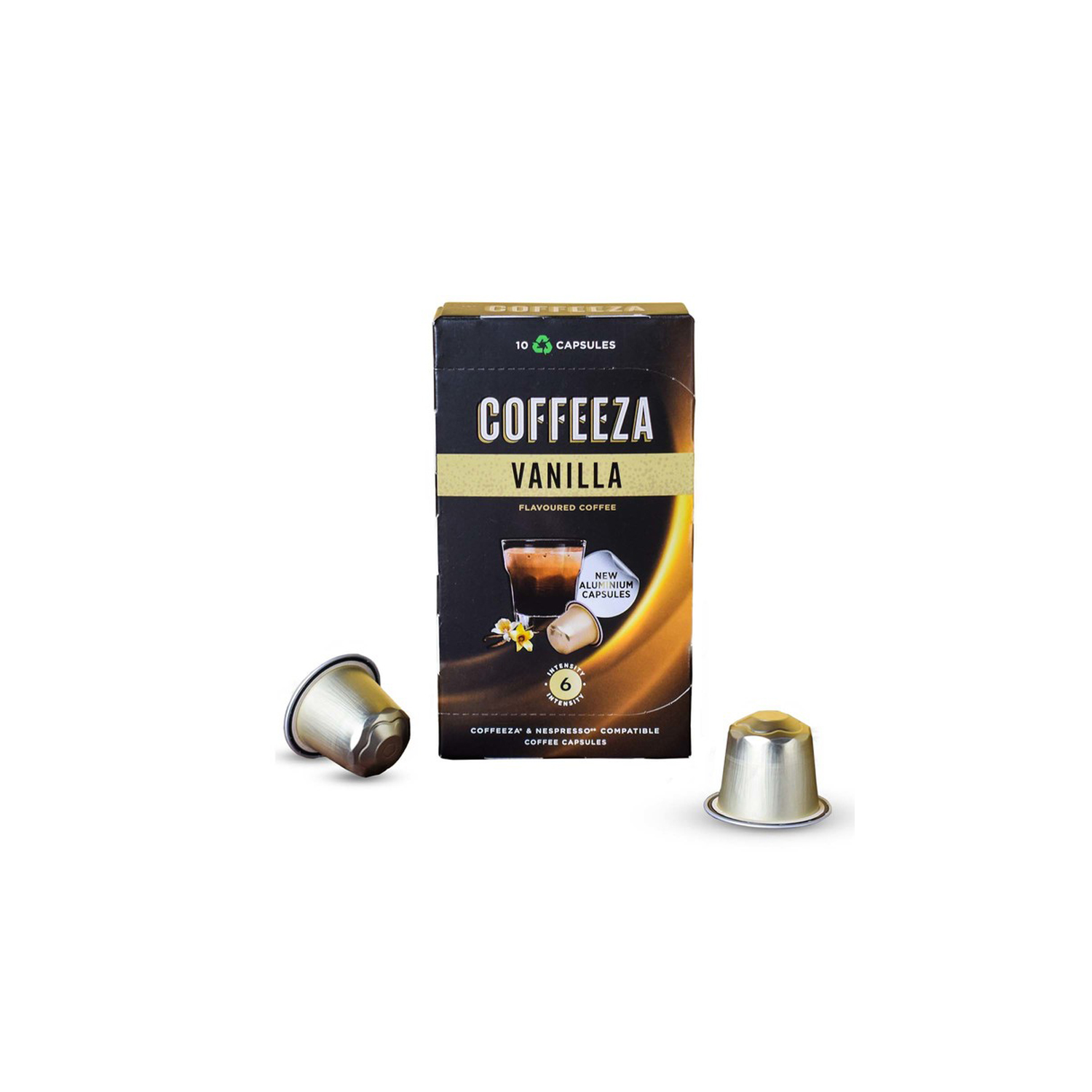 Coffeeza Vanilla Flavoured Aluminium Coffee Capsules, Intensity - 6,  Nespresso Compatible Coffee Pods